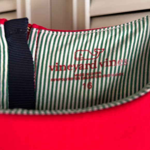 Vineyard Vines girls red ruffle sleeve dress size xl - Picture 3 of 6